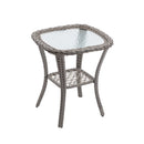 3 Pieces Outdoor Swivel Rocker Patio Chairs, 360 Degree Rocking Patio Conversation Set with Thickened Cushions and Glass Coffee Table for Backyard, Khaki