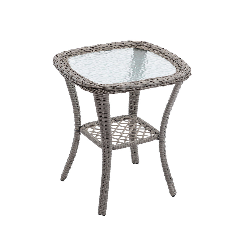 3 Pieces Outdoor Swivel Rocker Patio Chairs, 360 Degree Rocking Patio Conversation Set with Thickened Cushions and Glass Coffee Table for Backyard, Khaki