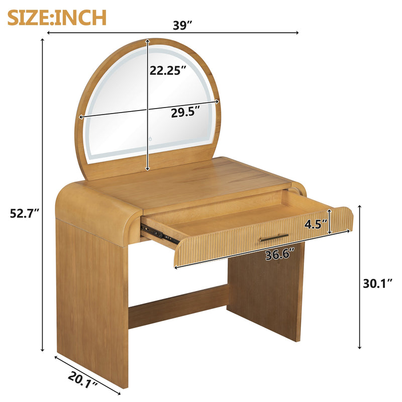39" Makeup Vanity Table with Mirror Touch Screen Lighted Mirror, photo 9 of 10