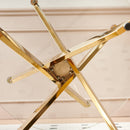 Dining Table With Cross Metal Leg And Tempered Glass, Modern Space Saving Kitchen Table For Living Room by HouseOfZazla