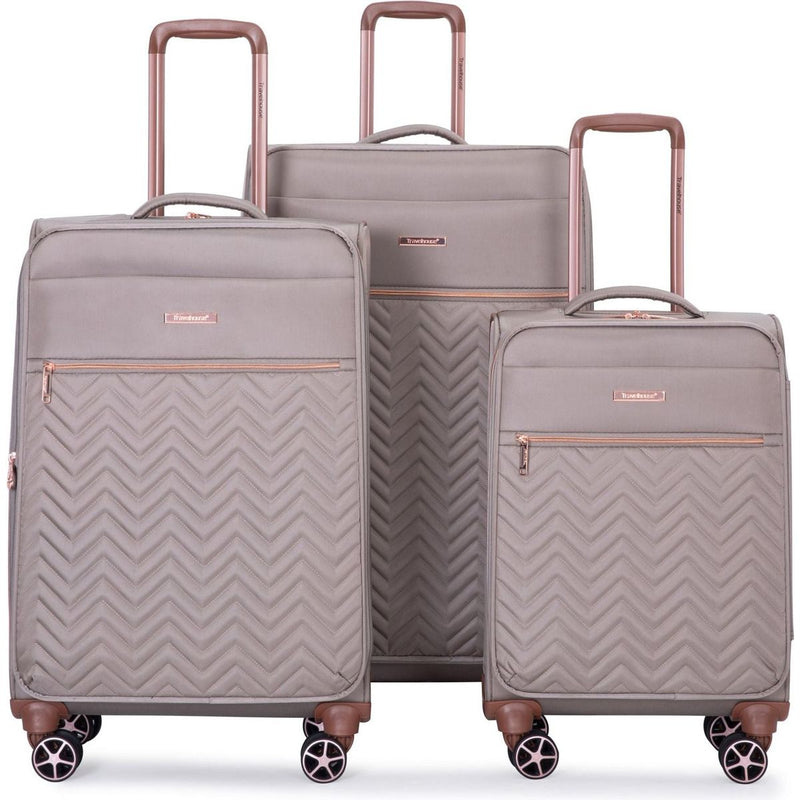4-Piece Set (16/20/24/28), Softshell Suitcase Spinner Wheels Terylene Luggage Sets Carry On Suitcase Luggage Lightweight Durable Suitcase Khaki