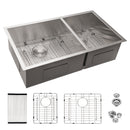 Modern Double Bowl Undermount Kitchen Sink 50 / 50 Design Stainless Steel by HouseOfZazla