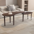 Rotatable Coffee Table With Solid Legs, 360 Degree Swivel, Waterproof - Walnut by HouseOfZazla
