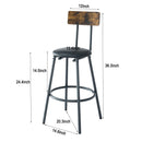 Rustic Brown Round Bar Table And Stool Set With Shelf, Upholstered Stool With Backrest - Antique Brown by HouseOfZazla