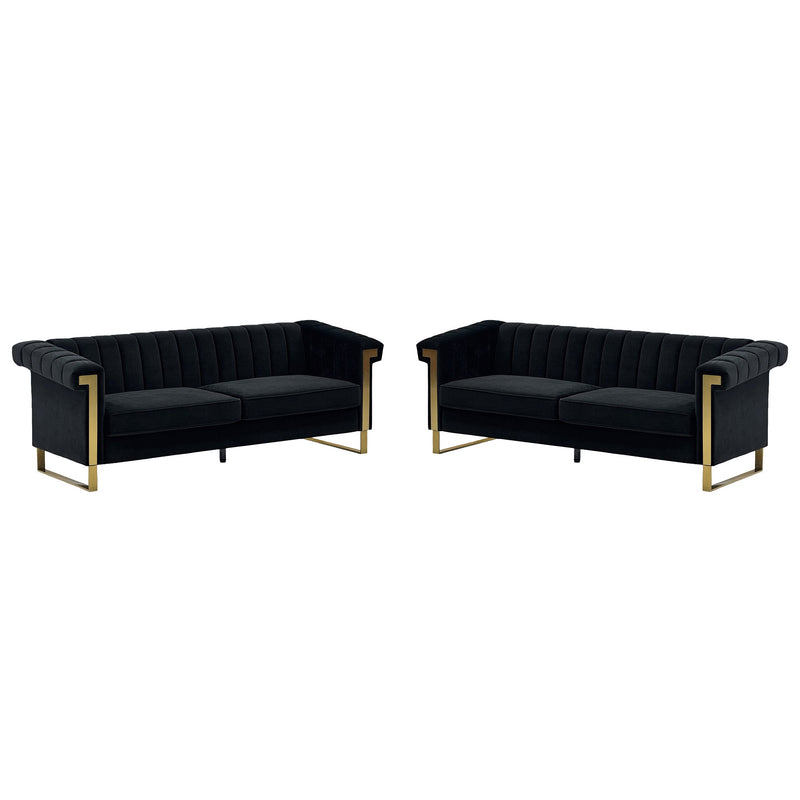 Black Velvet 2 Piece Sofa Set, photo 4 of 10