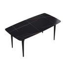 70.87" Modern Artificial Stone Curved Metal Leg Dining Table, Can Accommodate 6-8 People by HouseOfZazla