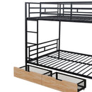 Full Size Bunk Bed With Built In Desk, Light, And 2 Drawers - Black by HouseOfZazla