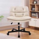 Large Size Swivel Home Office Desk Chair Armless Office Room Chair - Beige by HouseOfZazla