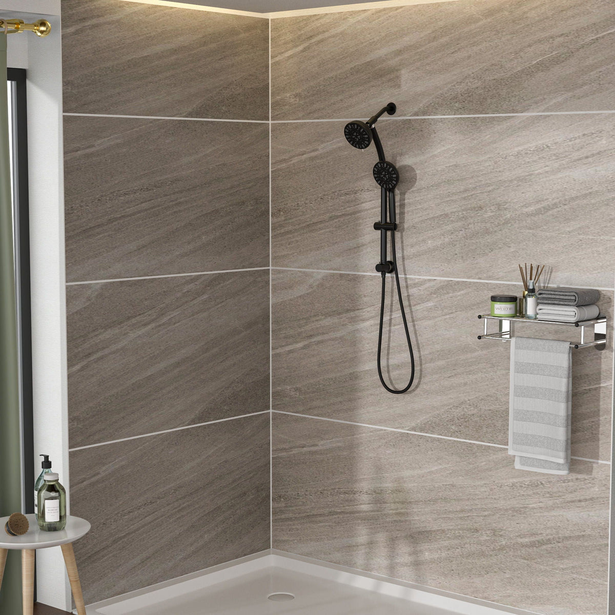 Multi Function Dual Shower Head Shower System With 4.7" Rain Showerhead, 7 Function Hand Shower, Adjustable Slide Bar, photo 22 of 25