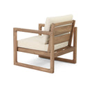 Set of 2 Outdoor Acacia Wood Patio Club Chairs with Beige Cushions by HouseOfZazla