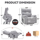 Grey Heat Massage Dual Motor Electric Power Lift Recliner