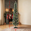 7ft Flocked Pencil Prelit Christmas Tree, Dual-Color