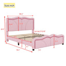 Upholstered Platform Bed & Curve Shaped And Height Adjustable Headboard, LED Light Strips by Unique Piece Furniture