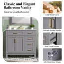 36" Gray Modern Bathroom Vanity with Ceramic Sink