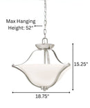 Langford 19"W 2-Light Brushed Nickel Pendant/Semi-Flush Mount Light by Kichler