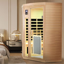 Low Emf Front Door With Heating Panel 2 Persons Hemlock Far Infrared Corner Indoor Sauna Room - Natural by HouseOfZazla