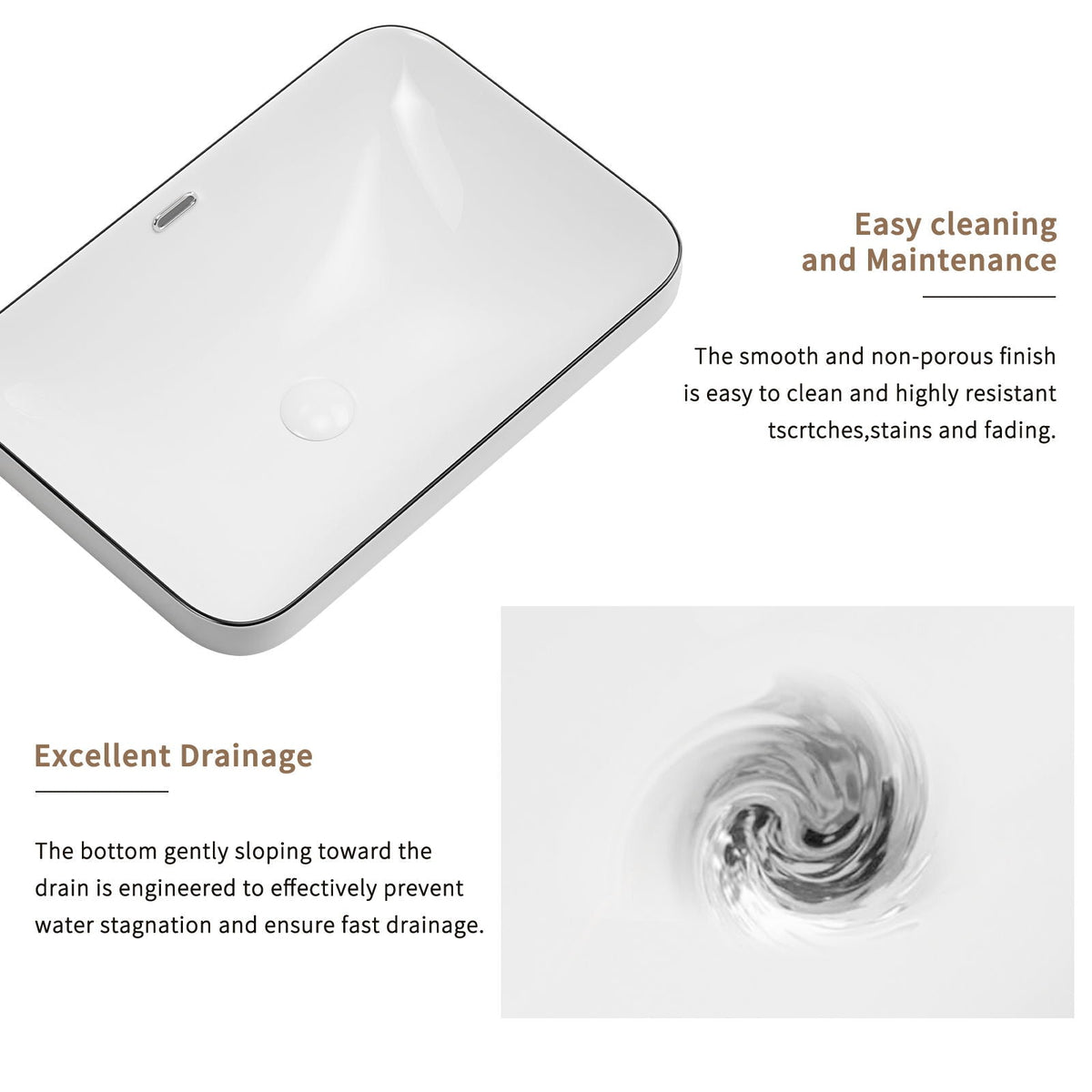 Undermount Bathroom Sink, Vessel Basin For Vanity Countertop - Milk White / Black, photo 9 of 11