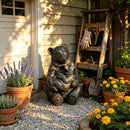 12'' Antique Bronze Mother And Cub Bear Statue