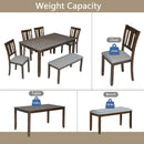 6 Pieces Kitchen Dining Set, Rectangular Wooden Dining Table With 4 Upholstered Chairs And A Bench by Unique Piece Furniture