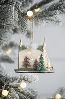 Cardboard Lit Tent Christmas Ornaments Set of 6 - Multicolor