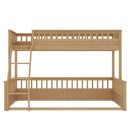 Twin XL over Queen Bunk Bed with Ladder and Guardrails, Natural
