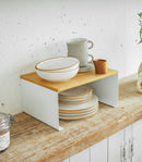Stackable Countertop Shelf - Two Sizes - Steel + Wood by Yamazaki Home