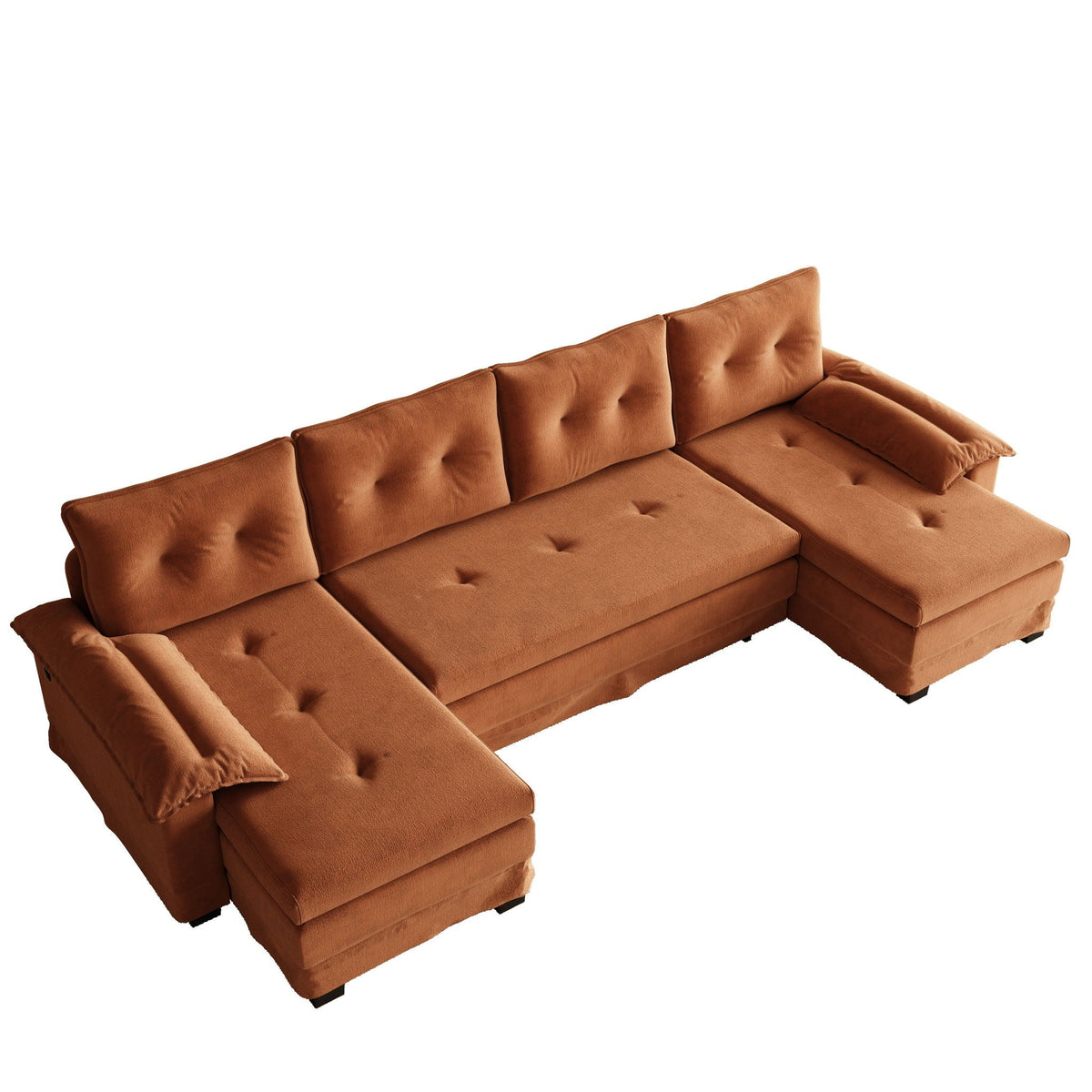 U-Shaped Sleeper Sofa With Pull Out Bed, Removable Armrests & USB Ports For Living Room, photo 2 of 12