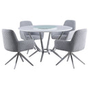 Anchor - 5 Piece Round Dining Table Set With Swivel Chairs - Gloss White by HouseOfZazla