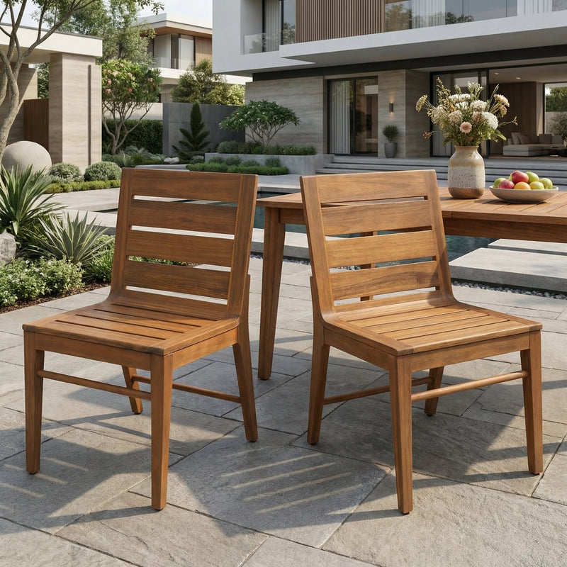 Outdoor Acacia Wood Dining Chair (Set of 2), photo 3 of 10