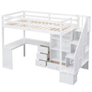 Loft Bed With L Shaped Desk, Drawers, Cabinet, And Storage Staircase by HouseOfZazla