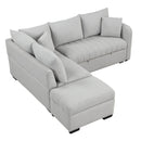 82.6" L-shaped Sectional Pull Out Sofa Bed Sleeper Sofa with Two USB Ports, Two Power Sockets and a Movable Storage Ottoman, Gray