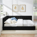 Mid-Century Upholstered Tufted Bed Frame With Backrest And Armrests by Unique Piece Furniture