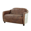 Brancaster Grain Leather Loveseat - Brown by HouseOfZazla