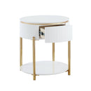 Daveigh - High Gloss End Table - Gold / White by HouseOfZazla
