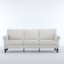 83 Inch Faux Leather Rolled Arm Sofa with Nailhead Trim