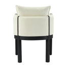 Linen Upholstered Armchair with Black Rubber Wood Legs