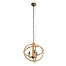 3 Light Farmhouse Chandelier, Rope Chandelier Globe Hanging Light Fixture With With Adjustable Chain For Kitchen, Bulb Not Included - Beige Brown by HouseOfZazla