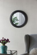 Circle Wall Mirror With Wooden Frame, Antique Classic Accent Mirror, For Living Room - Black by Unique Piece Furniture