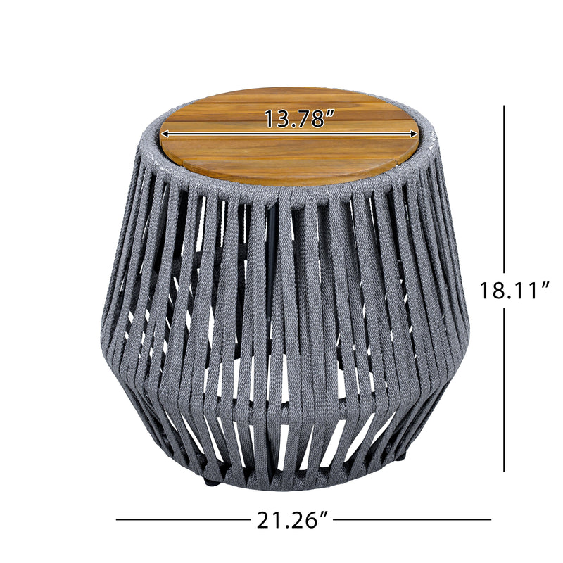 Outdoor Side Table with Rope and Acacia Wood, photo 2 of 9