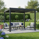 Byron Black Outdoor Pergola Aluminum with Adjustable Louvered Roof by HouseOfZazla
