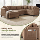 U Shaped Sectional Sofa, Corner Living Room Couch With Built In Cup Holders, Storage, USB Ports by HouseOfZazla