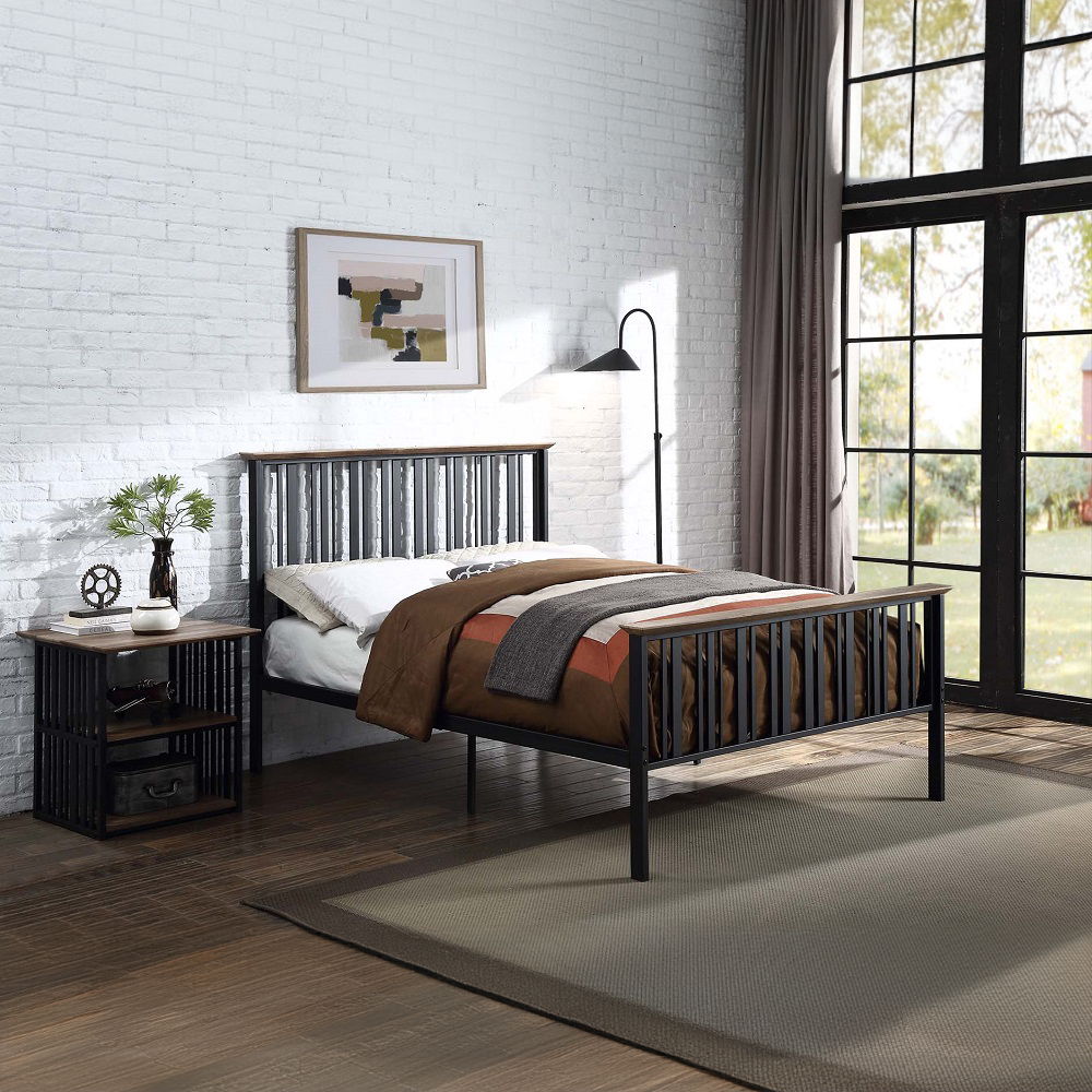 Zudora - Full Bed - Antique Oak & Black, photo 5 of 6