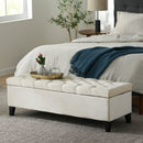 Button Tufted and Diamond Stitched Storage Ottoman