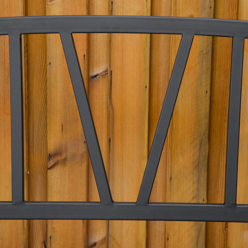 50" Metal Garden Bench, Black Outdoor Bench for 2 People, Park-Style Patio Seating, Decor with Smooth Armrests, Slatted Seat and Backrest, Black