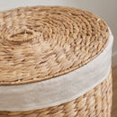 Round Tall Water Hyacinth Woven Wicker Laundry Hamper With Lid - For Clothes, Toys And Book Storage With Removable Liner - 15" X 15" X 20" - Natural Brown by HouseOfZazla