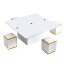 Lift Top Coffee Table With 4 Storage Stools