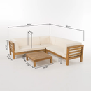 OANA Outdoor Wooden Sectional Set with Cushions, Beige by HouseOfZazla