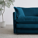 Comfy Deep Single Seat Sofa Upholstered Reading Armchair in Blue Chenille Fabric by HouseOfZazla