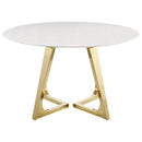 Gwynn Round 51-inch Marble Stainless Steel Dining Table Gold