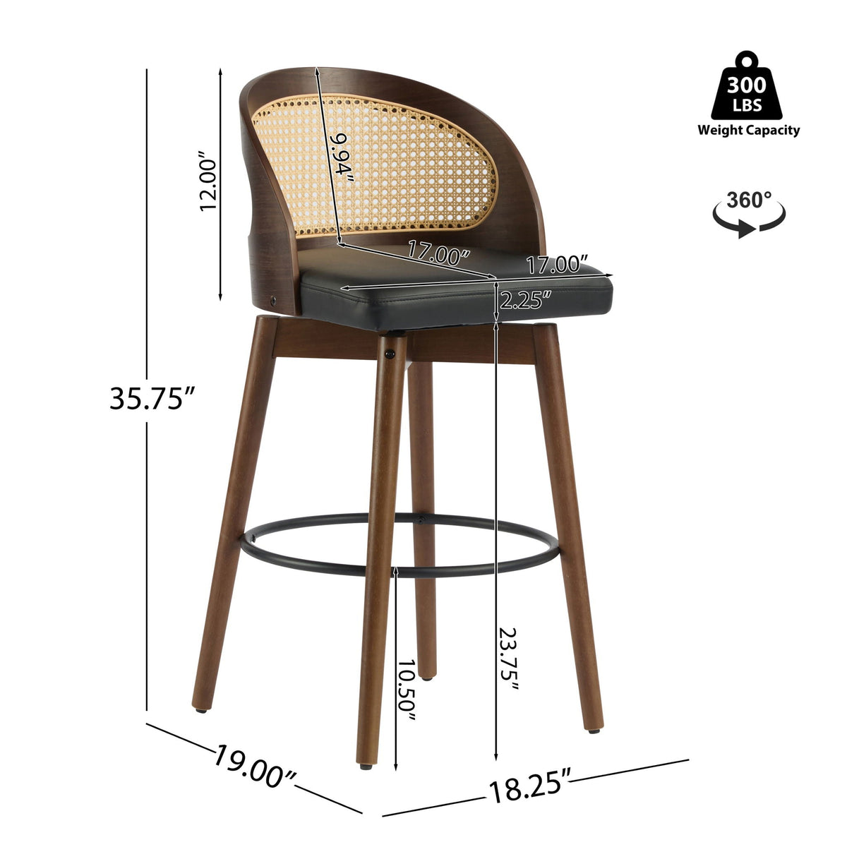 Como Indoor Wood Barstool Set of 2, photo 7 of 8